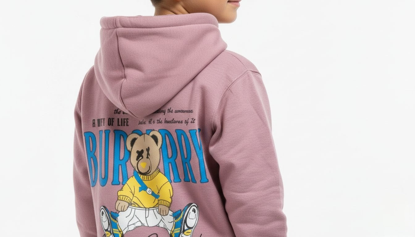 Kids Bear Graphic Hoodie with Front Pocket