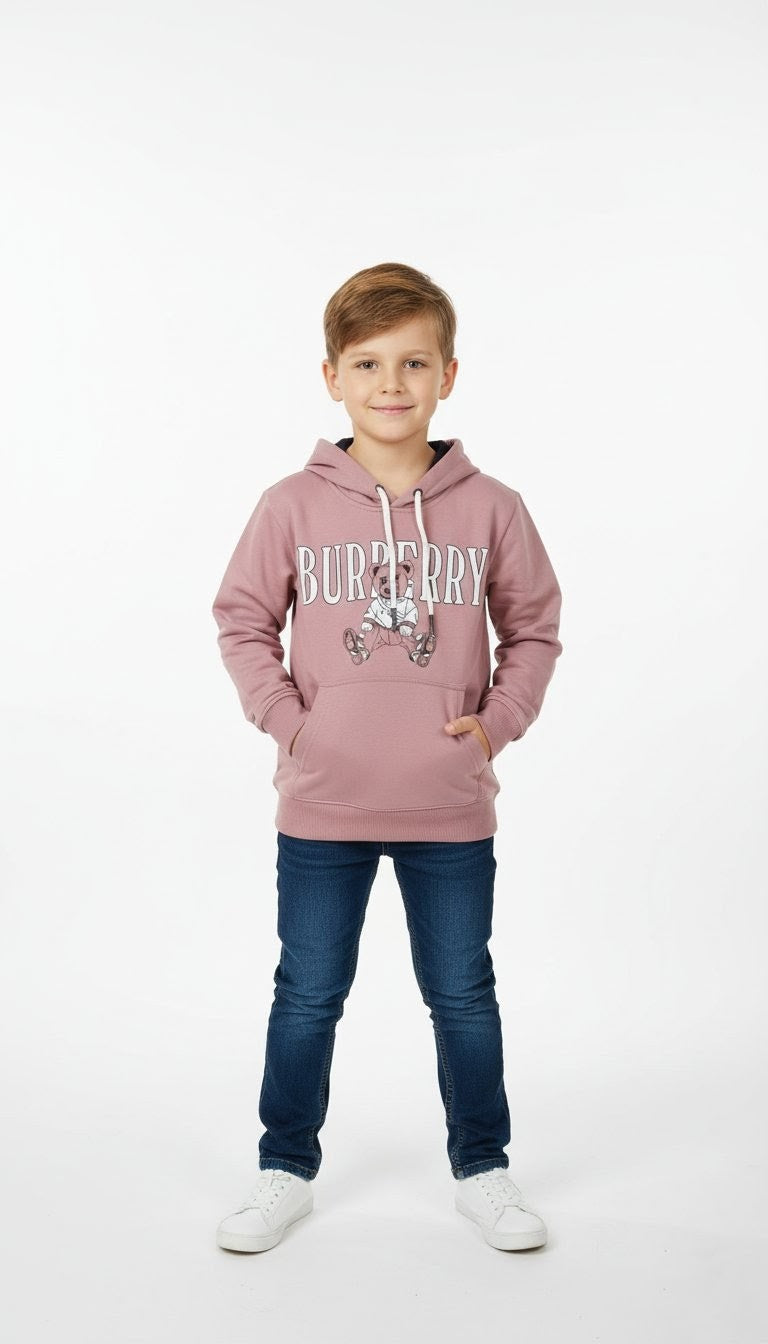 Kids Bear Graphic Hoodie with Front Pocket