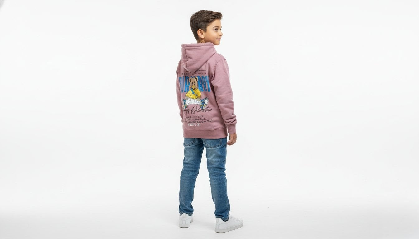 Kids Bear Graphic Hoodie with Front Pocket